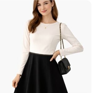 Banana Republic | Colorblock Black White Fit And Flare Dress